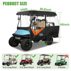 Universal Golf Cart Enclosure Extended Roof 4 Seater Explosion Proof Zipper Design