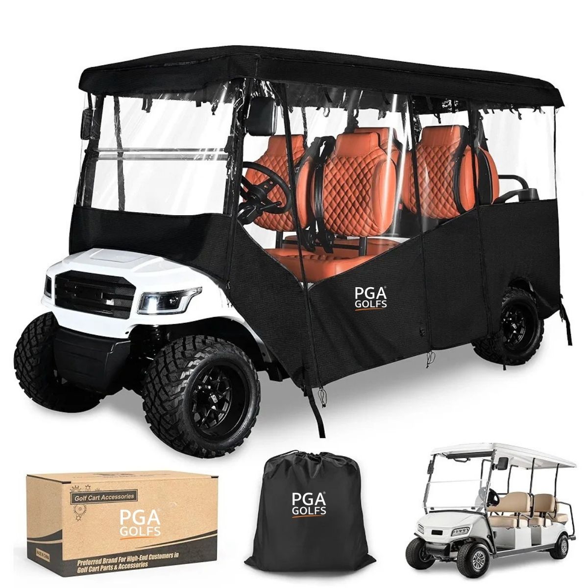 Universal 6 Passenger Golf Cart Enclosure - 600D Waterproof Cover