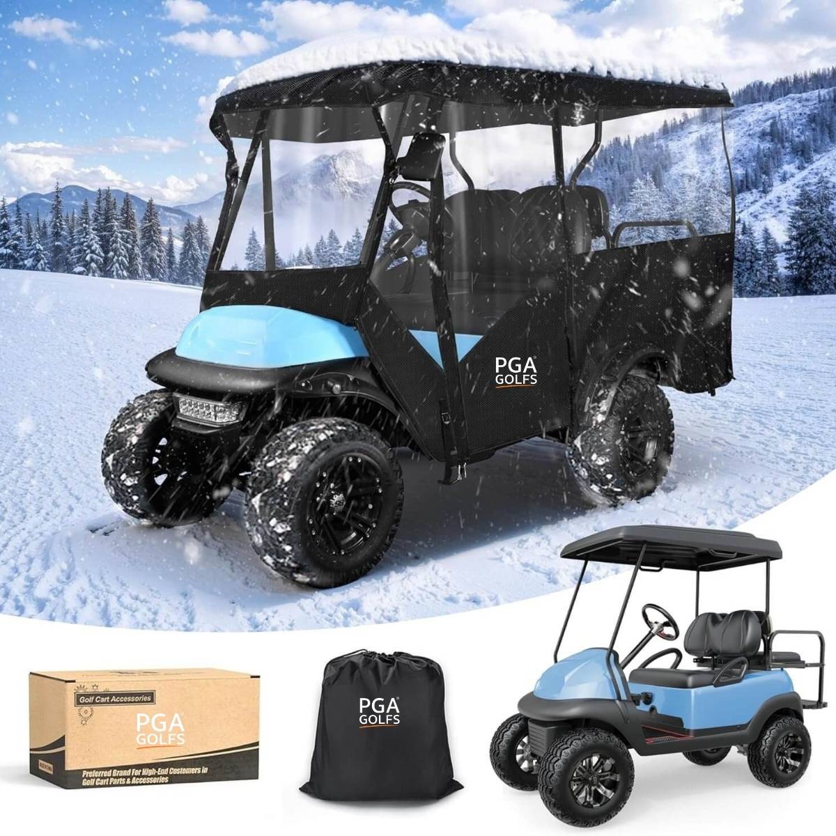 Universal Golf Cart Enclosure Extended Roof 4 Passenger