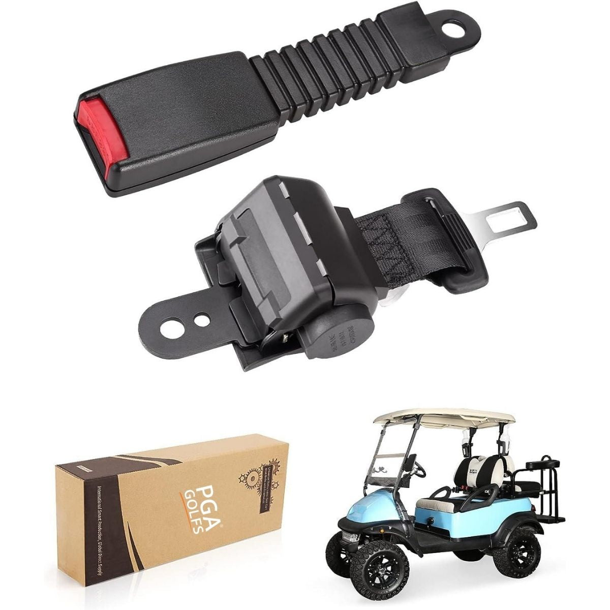 Universal Retractable Front Rear Golf Cart Seat Belt Kit