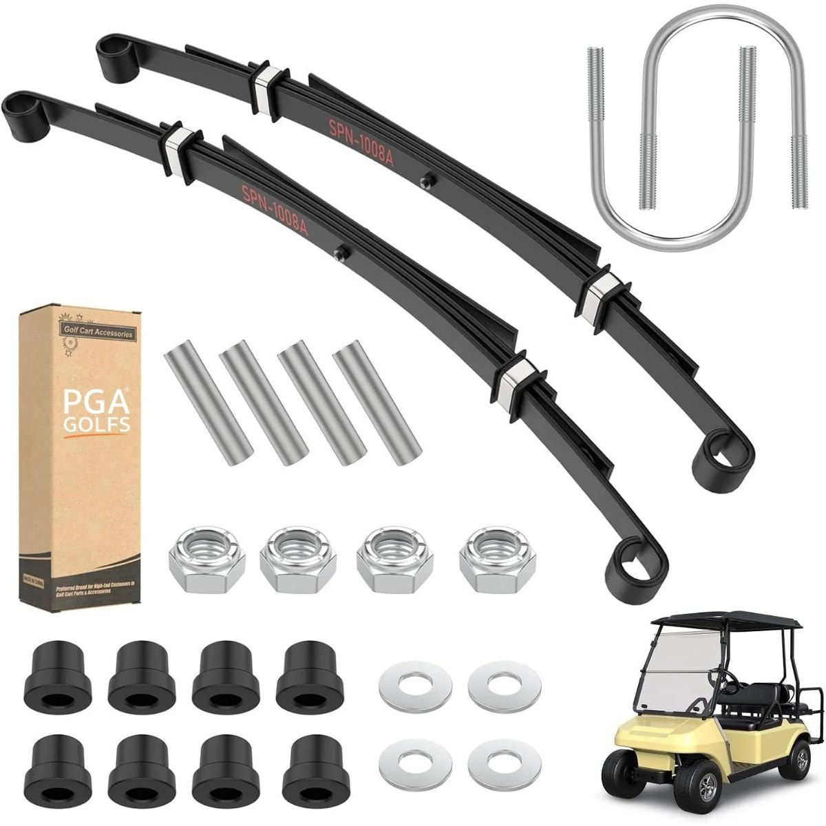 Golf Cart Rear 4-Leaf Springs Kit Heavy Duty For Club Car DS