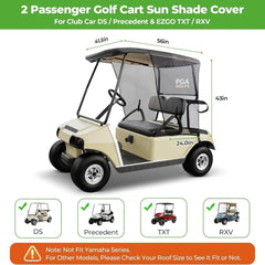 Golf Cart SunShade For EZGO TXT RXV & Club Car Precedent DS, UV Heat Resistant