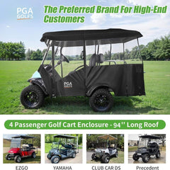 Universal Golf Cart Enclosure Extended Roof 4 Passenger