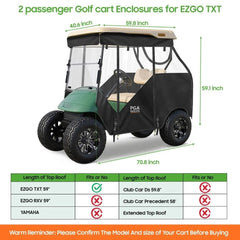 Smart Track Style Golf Cart Enclosures for EZGO TXT 2 Passenger